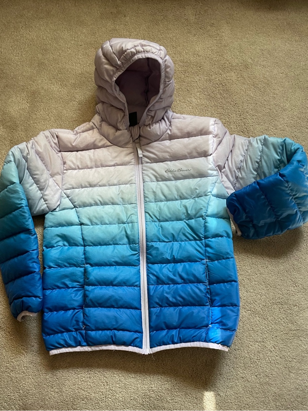 Girls 7/8 Eddie Bauer Ombre Puffer Jacket - Blue to Light Blue